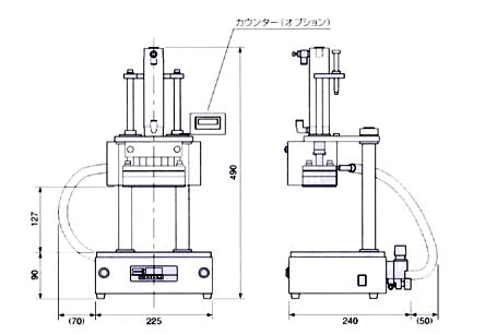 小型熱カシメプレス機外形図